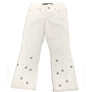 Seven 7 Rhinestone Cropped White Jeans